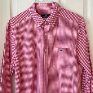 Vineyard Vines Men's Bright Pink Gingham Shirt